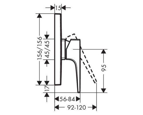 Hansgrohe Metropol Встраиваемый смеситель для душа, внешняя часть, цвет: шлифованный черный хром. 32565340