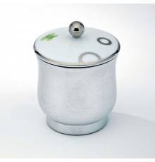 THG CAPUCINE VERT DECOR PLATINE Китайская лакированная коробка с белой керамической крышкой Oslash;94 мм., small size, декор платина/зеленый, цвет: белый. A7E-A02-4619