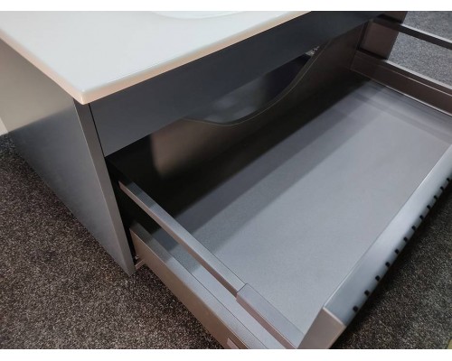 TW Shape комплект подвесной мебели 122х52см, с раковиной, с 1 выдвиж. ящиком с механизмом push-to-open, цвет: серый матовый RAL7016. SHAP120-G+548001*1