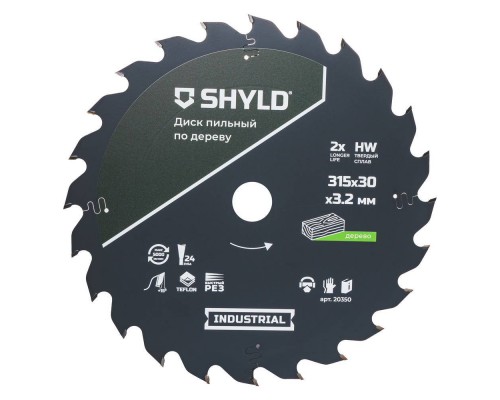 Диск пильный по дереву SHYLD твердосплавный 315х30 мм, 24 зуба(20350) Диск пильный по дереву SHYLD твердосплавный 315х30 мм, 24 зуба(20350)