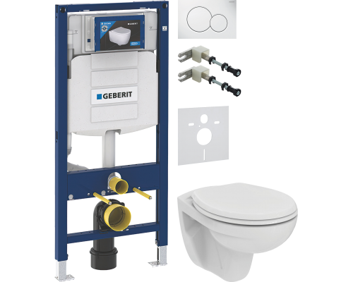 Комплект Унитаз подвесной Ideal Standard Eurovit K881201 безободковый + Крепления Geberit Duofix 111.815.00.1 к стене + Шумоизоляция 156.050.00.1 + Инсталляция UP 320 111.300.00.5 + Кнопка Sigma 01 115.770.11.5 белая