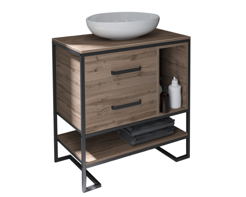 Тумба с раковиной 1MarKa Grunge Loft, 80, напольная, дуб вотан