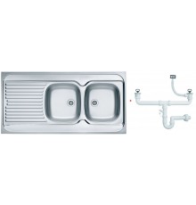 Alv 1009085 Classic 100 Мойка накл. правая, 0,6 мм, NAT-1½ 1200х600х160 мм, 2 чаши, крыло, шк 1200 1009085