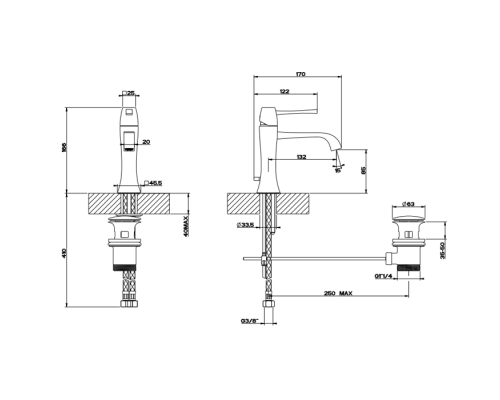 Gessi Mimi Смеситель для раковины на 1 отверстие, с донным клапаном, цвет: хром. 31101#031