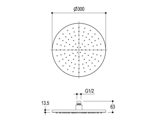 Ritmonio Shower heads Верхний душ Oslash;30см., для кронштейна, цвет: Brushed. 75A013IX
