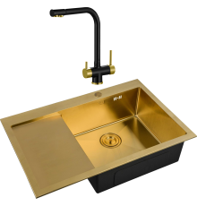 Комплект Мойка кухонная Zorg Inox Pvd SZR-7851-R Bronze + Смеситель Sanitary ZR 348 YF BLACK BRONZE