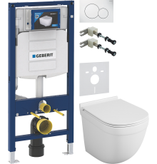 Комплект Унитаз подвесной Owl 1975 Eld TOWLT190101 безободковый + Крепления Geberit Duofix 111.815.00.1 к стене + Шумоизоляция 156.050.00.1 + Инсталляция UP 320 111.300.00.5 + Кнопка Sigma 01 115.770.11.5 белая
