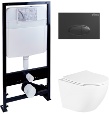 Комплект Унитаз подвесной BelBagno Uno BB3105CHR/SC + Инсталляция EWRIKA ProLT 0026-2020 + Кнопка 0054 черная матовая