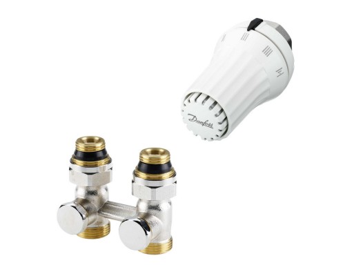 Комплект радиаторного терморегулятора Danfoss RAE-K, RLV-KS прямой, с переходниками, G3/4A x G1/2A 013G5091