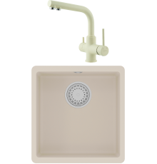 Комплект Мойка кухонная Lemark Sinara 400-U 9910066 шампань + Смеситель Comfort LM3061PSH шампань