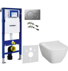 Комплект Унитаз подвесной Geberit Smyle Square 500.683.01.1 с крышкой-сиденьем с микролифтом + Крепления Duofix 111.815.00.1 к стене + Шумоизоляция 156.050.00.1 + Инсталляция UP 320 111.300.00.5 + Кнопка Sigma 01 115.770.JQ.5 лакированная, матовый хром
