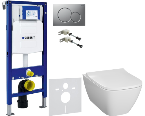 Комплект Унитаз подвесной Geberit Smyle Square 500.683.01.1 с крышкой-сиденьем с микролифтом + Крепления Duofix 111.815.00.1 к стене + Шумоизоляция 156.050.00.1 + Инсталляция UP 320 111.300.00.5 + Кнопка Sigma 01 115.770.JQ.5 лакированная, матовый хром