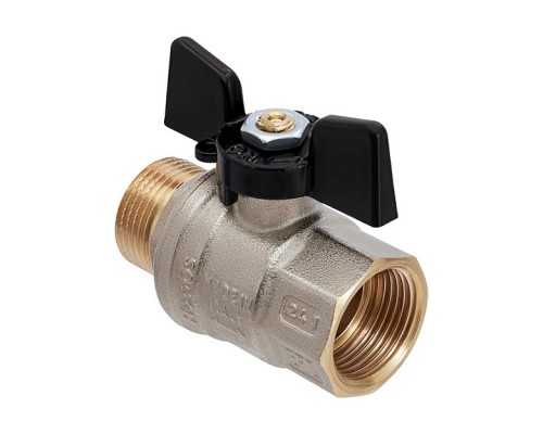 Кран шаровой Hoobs ORION НР/ВР 1/2'' ручка-бабочка чёрного цвета. 15142H Кран шаровой Hoobs ORION НР/ВР 1/2'' ручка-бабочка чёрного цвета. 15142H
