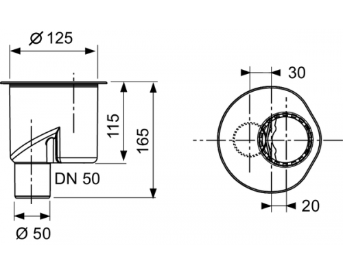 TECE drainline, сифон, 1,3 л/c, DN 50, выход в пол, высота монтажа от нижнего края сифона до верхнего края слива ndash; 65 мм. ( при уст. без опор). 650003