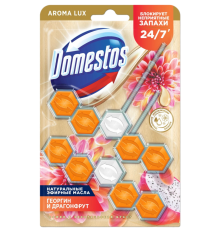 Туалетный блок для унитаза Domestos Power 5 экзотический букет георгин и драгонфрут дуо 2х50 г
