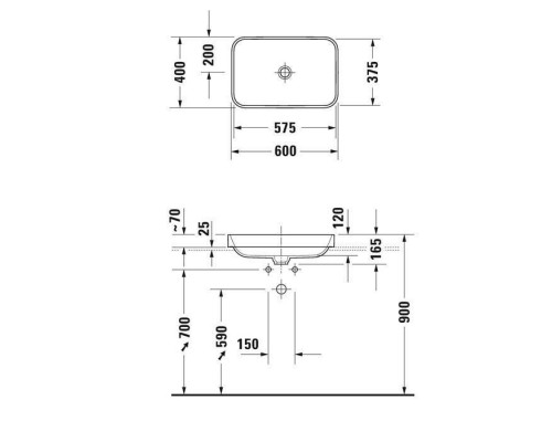 Duravit Happy D.2 Plus Раковина 60х40 см, без отв., накладная, цвет: белый. 2359600000