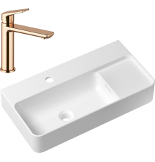 Комплект Раковина Lavinia Boho Bathroom Sink Slim 33311011 + Смеситель Wellsee ICON! for life 182304000 розовое золото