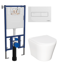 Комплект Унитаз подвесной Ceramicanova Forma CN3011 с микролифтом + Инсталляция DIWO + Кнопка 7320 белая
