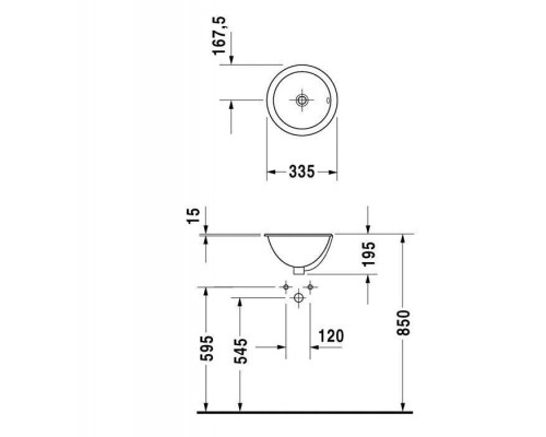 Duravit Architec Раковина 33.5 см, без отв., цвет: белый. 0473340031