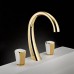 THG Infini white porcelain with gold decor Смеситель для раковины на 3 отверстия, с донным клапаном, цвет: полированное золото. U2F-F01-151