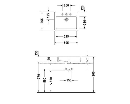 Duravit Vero Раковина 59.5х46.5 см, 1 отв., без перелива, цвет: белый. 0452600041