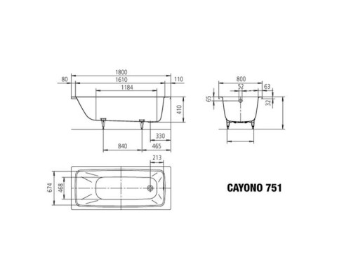Kaldewei Cayono Ваннa встраиваемая 180х80см, мод.751, цвет: белый. 581470000000,  275100010001