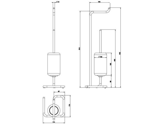 Gessi Goccia Стойка 61.4см., с держателем для туалетной бумаги и ершиком, напольная, цвет: черный/белый. 38067#099