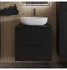 Тумба с раковиной Orange Line 60 подвесная, 2 ящика, матовая черная с раковиной B05-480W