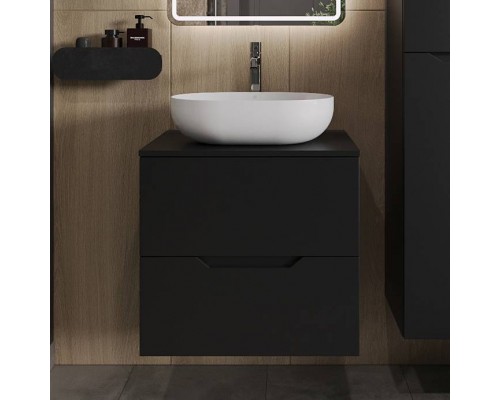 Тумба с раковиной Orange Line 60 подвесная, 2 ящика, матовая черная с раковиной B05-480W