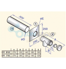 Дымоходы моно Набор для подсоединения котла (DY818) De Dietrich DTX 100002360
