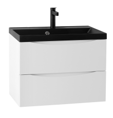 Тумба с раковиной BelBagno Marino 60, подвесная, bianco lucido, черная раковина