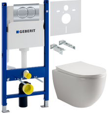 Комплект Унитаз подвесной Ceramicanova Mia Rimless CN1805 + Инсталляция Geberit Duofix Delta 458.149.21.1 с кнопкой смыва, хром + Шумоизоляция 156.050.00.1