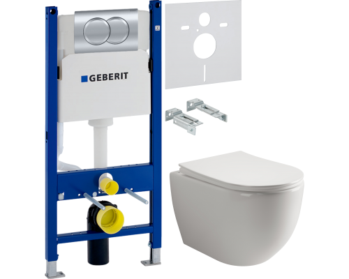 Комплект Унитаз подвесной Ceramicanova Mia Rimless CN1805 + Инсталляция Geberit Duofix Delta 458.149.21.1 с кнопкой смыва, хром + Шумоизоляция 156.050.00.1 Комплект Унитаз подвесной Ceramicanova Mia Rimless CN1805 + Инсталляция Geberit Duofix Delta 458.149.21.1 с кнопкой смыва, хром + Шумоизоляция 156.050.00.1