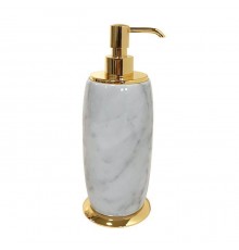 3SC Elegance Дозатор для жидкого мыла, настольный, цвет: мрамор bianco carrara/золото 24к. Lucido. EL01DABCGD