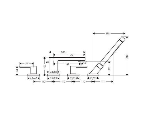 Axor MyEdition Смеситель на борт ванны., на 4 отв., с ручным душем, без панели, цвет: полированное золото. 47432990 Axor MyEdition Смеситель на борт ванны., на 4 отв., с ручным душем, без панели, цвет: полированное золото. 47432990