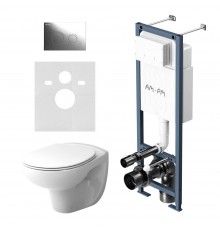 ¶Комплект Унитаз подвесной Damixa Willow DX15C1700SC с микролифтом + Инсталляция AM.PM ErgoFit I012711.0151 с кнопкой ErgoFit L хром глянец