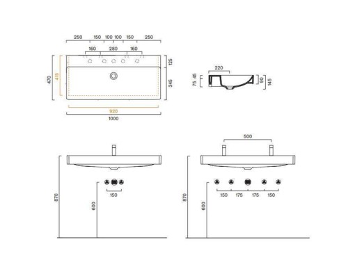 Catalano Green Раковина 100х47см, без отв., цвет: белый глянцевый. 0421000001