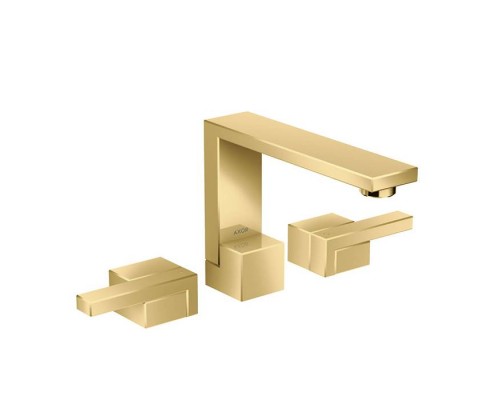 Axor Edge Смеситель для раковины, на 3 отв., с донным клапаном push/open, излив 173мм, цвет: золото. 46050990 Axor Edge Смеситель для раковины, на 3 отв., с донным клапаном push/open, излив 173мм, цвет: золото. 46050990