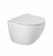 Унитаз подвесной BelBagno Amanda-Tor BB051CH-TOR-FC/SC безободковый, с микролифтом, смыв торнадо, белый глянцевый
