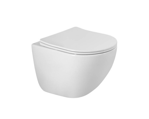 Унитаз подвесной BelBagno Amanda-Tor BB051CH-TOR-FC/SC безободковый, с микролифтом, смыв торнадо, белый глянцевый