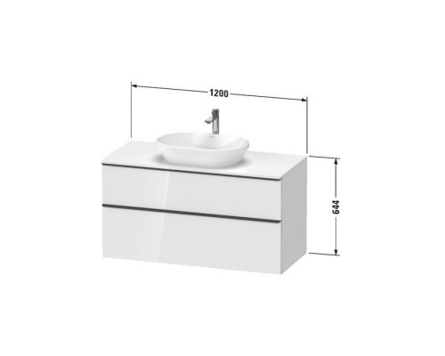 Duravit D-Neo Тумбочка подвесная 64.4x120x55 см, раковина, 2 ящика, цвет: белый высокоглянцевый. 0379600000,  DE496902222