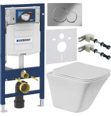 Комплект Унитаз подвесной BelBagno Marmi BB052CHR + Крышка BB052SC с микролифтом + Инсталляция Geberit Duofix UP 320 111.300.00.5 + Кнопка Sigma 01 115.770.21.5 хром + Крепления 111.815.00.1 к стене + Шумоизоляция 156.050.00.1