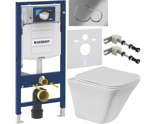 Комплект Унитаз подвесной BelBagno Marmi BB052CHR + Крышка BB052SC с микролифтом + Инсталляция Geberit Duofix UP 320 111.300.00.5 + Кнопка Sigma 01 115.770.21.5 хром + Крепления 111.815.00.1 к стене + Шумоизоляция 156.050.00.1