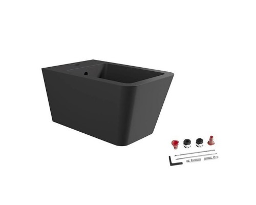 Alice Hide Square Биде подвесное 55х35см., с набором для крепления, цвет: чёрный матовый. 31220108SET