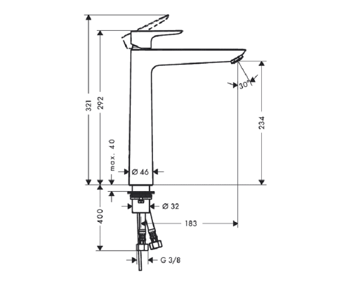 Hansgrohe Talis E Смеситель для раковины 240, однорычажный, без сливного гарнитура, цвет: хром. 71717000