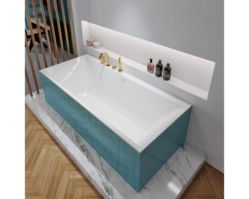 VilleroyBoch Subway 3.0 Ванна встраиваемая 180х80х48см., слив по центру, компл. ножек, слив-перелив: белый, материал: Quaryl, цвет: альпийский белый. UBQ180SBW2DV-01