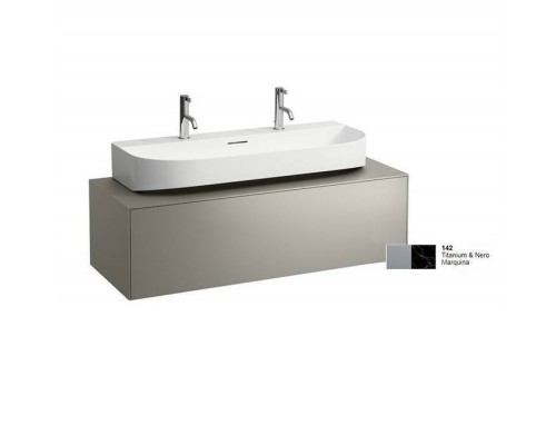 Laufen Sonar Тумба под раковину, 117.5х455.х34см., 1 ящик, с отверстием в центре, без раковины, цвет: титан/черный мрамор. 8.1634.7.000.104.1,  4.0546.1.034.142.1