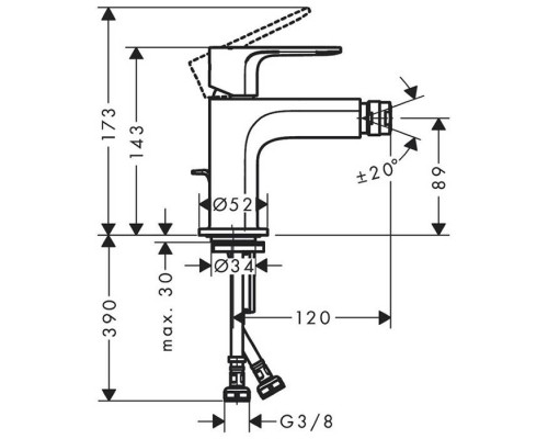 Hansgrohe Rebris S Смеситель для биде, 1 отв., с донным клапаном, цвет: хром. 72210000 Hansgrohe Rebris S Смеситель для биде, 1 отв., с донным клапаном, цвет: хром. 72210000