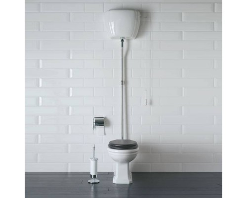 Globo Paestum Унитаз напольный  58х37,5см, слив пол, с высоким бачком, трубой, цвет: белый/хром. PA001.BI,  BA005cr,  BA003cr,  PA010.BI