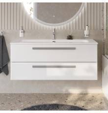 Тумба с раковиной Cezares Eco Cer-N 120, bianco lucido, раковина Eco 120, ручки серые
